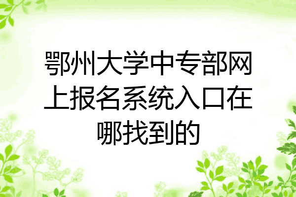 鄂州大学中专部网上报名系统入口在哪找到的
