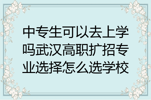 中专生可以去上学吗武汉高职扩招专业选择怎么选学校
