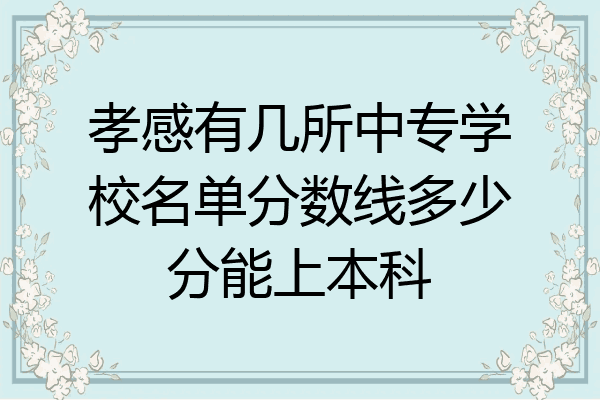 孝感有几所中专学校名单分数线多少分能上本科
