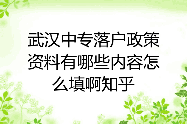 武汉中专落户政策资料有哪些内容怎么填啊知乎