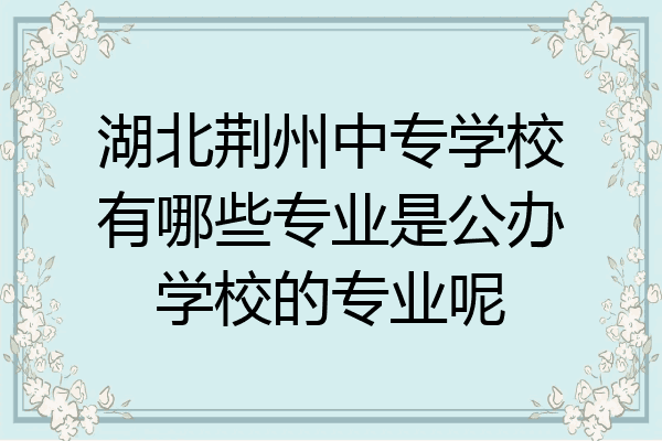 湖北荆州中专学校有哪些专业是公办学校的专业呢
