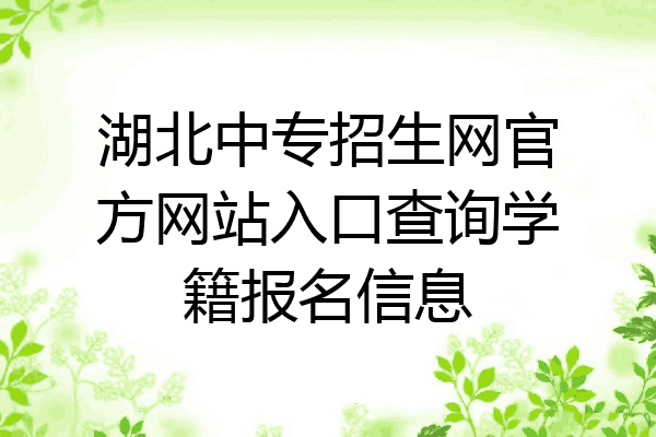 湖北中专招生网官方网站入口查询学籍报名信息