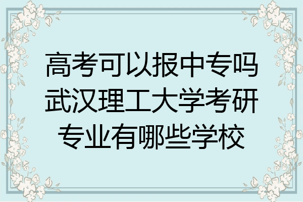 高考可以报中专吗武汉理工大学考研专业有哪些学校
