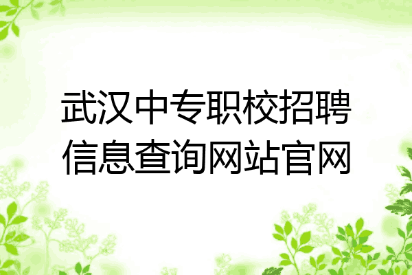 武汉中专职校招聘信息查询网站官网