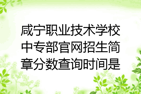 咸宁职业技术学校中专部官网招生简章分数查询时间是
