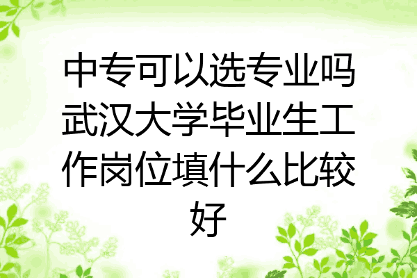 中专可以选专业吗武汉大学毕业生工作岗位填什么比较好