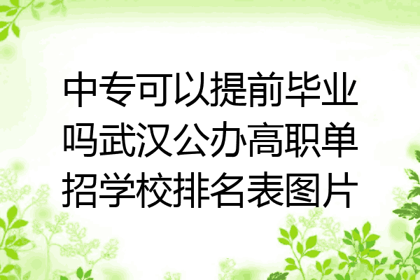 中专可以提前毕业吗武汉公办高职单招学校排名表图片