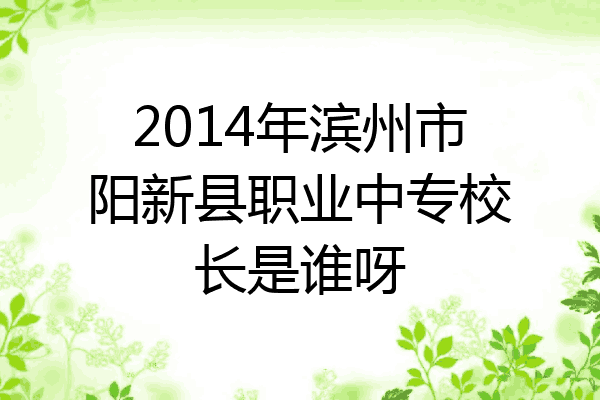 2014年滨州市阳新县职业中专校长是谁呀