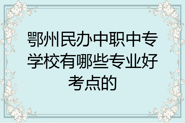 鄂州民办中职中专学校有哪些专业好考点的
