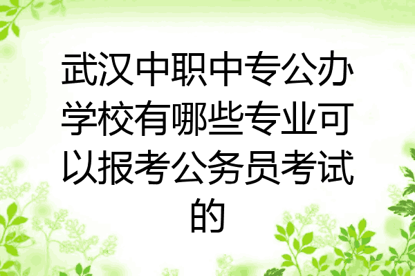 武汉中职中专公办学校有哪些专业可以报考公务员考试的