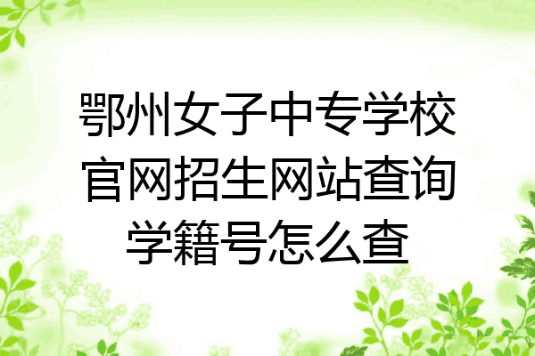 鄂州女子中专学校官网招生网站查询学籍号怎么查