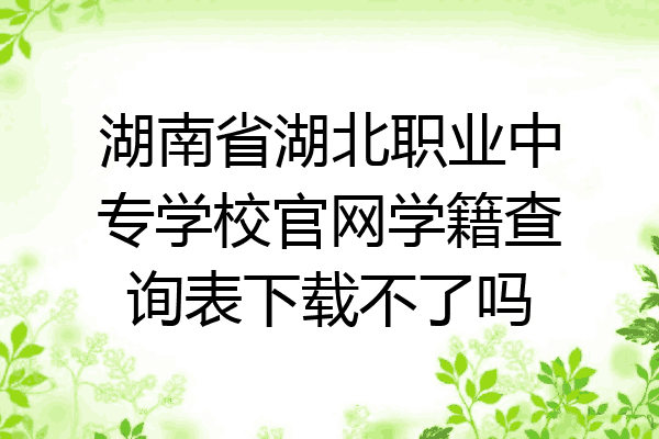 湖南省湖北职业中专学校官网学籍查询表下载不了吗