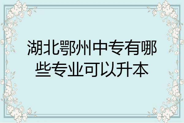 湖北鄂州中专有哪些专业可以升本