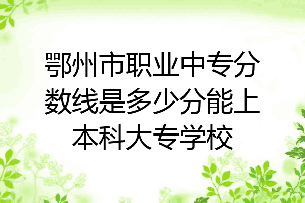 鄂州市职业中专分数线是多少分能上本科大专学校