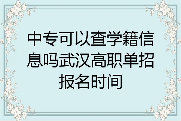 中专可以查学籍信息吗武汉高职单招报名时间