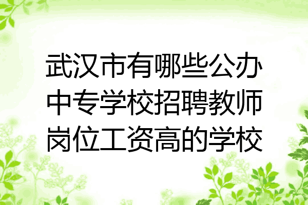 武汉市有哪些公办中专学校招聘教师岗位工资高的学校