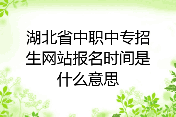 湖北省中职中专招生网站报名时间是什么意思