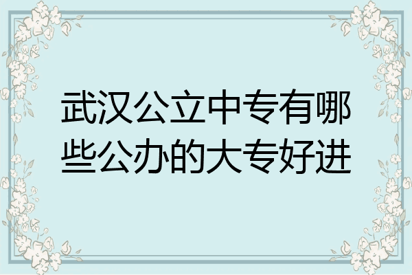 武汉公立中专有哪些公办的大专好进