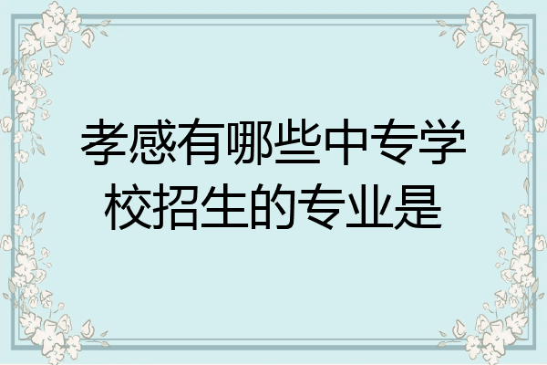 孝感有哪些中专学校招生的专业是