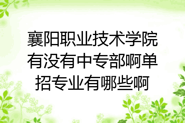 襄阳职业技术学院有没有中专部啊单招专业有哪些啊