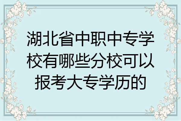 湖北省中职中专学校有哪些分校可以报考大专学历的
