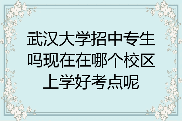 武汉大学招中专生吗现在在哪个校区上学好考点呢