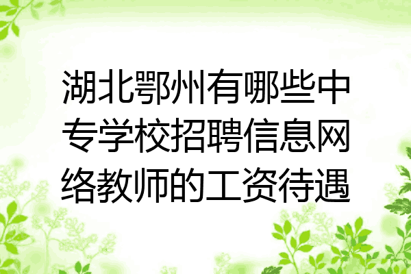 湖北鄂州有哪些中专学校招聘信息网络教师的工资待遇