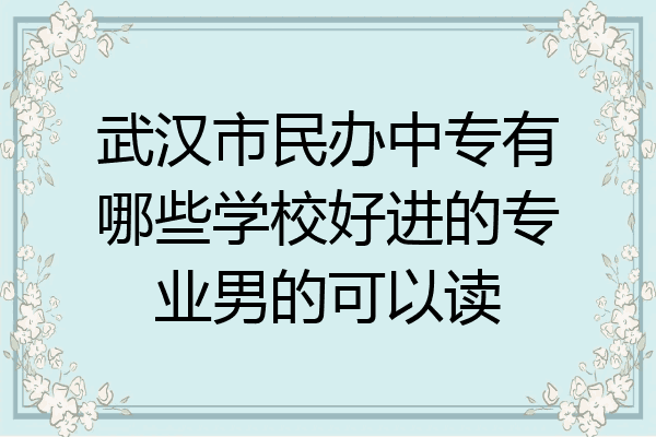 武汉市民办中专有哪些学校好进的专业男的可以读