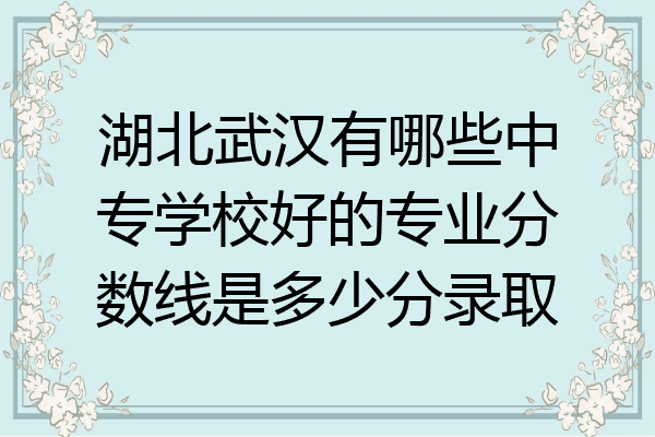 湖北武汉有哪些中专学校好的专业分数线是多少分录取