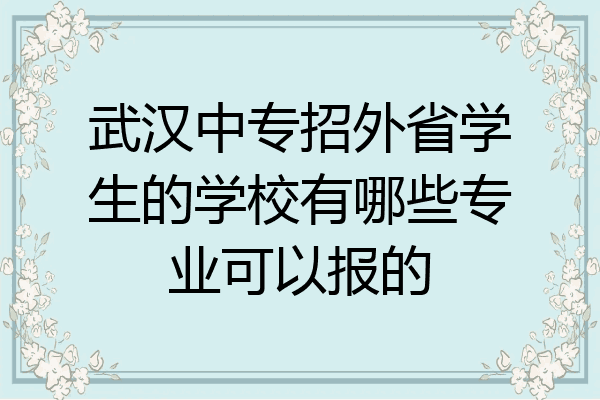 武汉中专招外省学生的学校有哪些专业可以报的