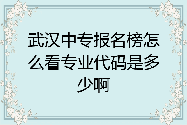 武汉中专报名榜怎么看专业代码是多少啊