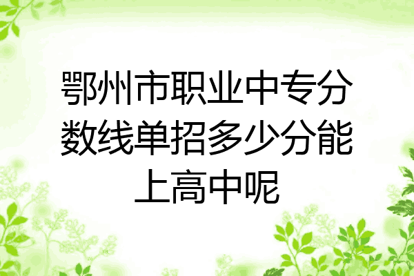 鄂州市职业中专分数线单招多少分能上高中呢