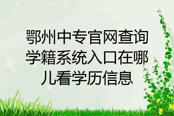 鄂州中专官网查询学籍系统入口在哪儿看学历信息