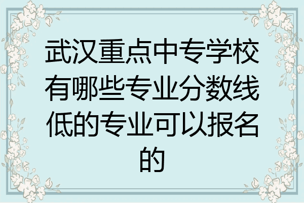 武汉重点中专学校有哪些专业分数线低的专业可以报名的