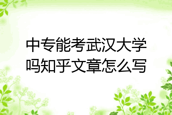 中专能考武汉大学吗知乎文章怎么写