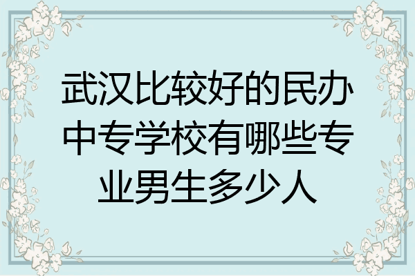 武汉比较好的民办中专学校有哪些专业男生多少人