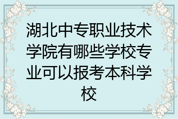 湖北中专职业技术学院有哪些学校专业可以报考本科学校