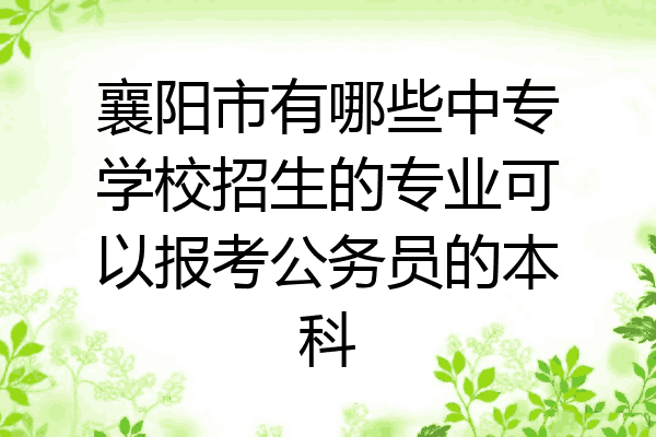 襄阳市有哪些中专学校招生的专业可以报考公务员的本科