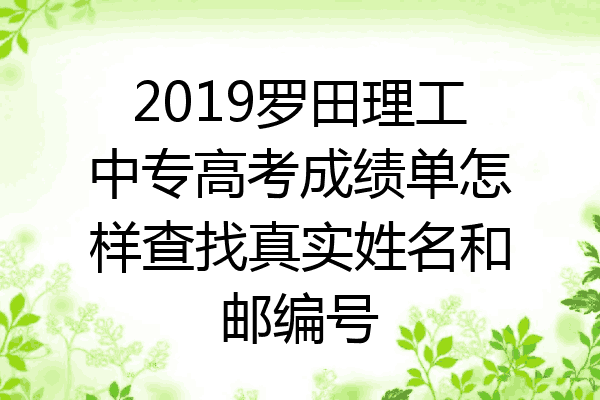 2019罗田理工中专高考成绩单怎样查找真实姓名和邮编号