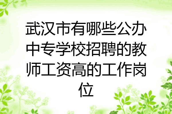 武汉市有哪些公办中专学校招聘的教师工资高的工作岗位