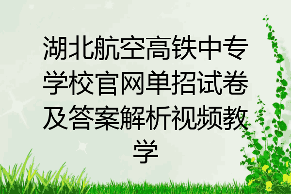 湖北航空高铁中专学校官网单招试卷及答案解析视频教学