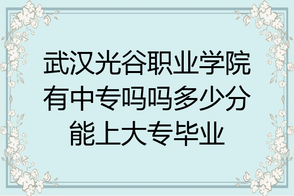 武汉光谷职业学院有中专吗吗多少分能上大专毕业