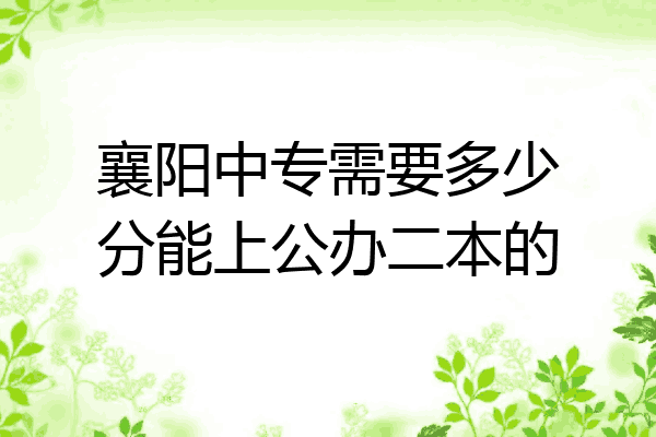 襄阳中专需要多少分能上公办二本的