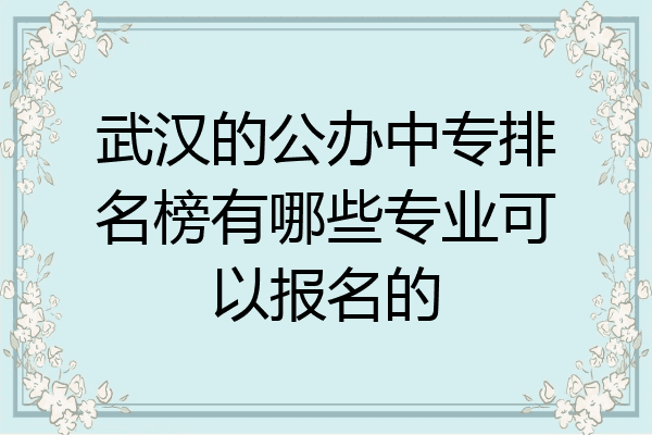武汉的公办中专排名榜有哪些专业可以报名的