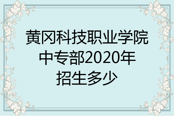 黄冈科技职业学院中专部2020年招生多少