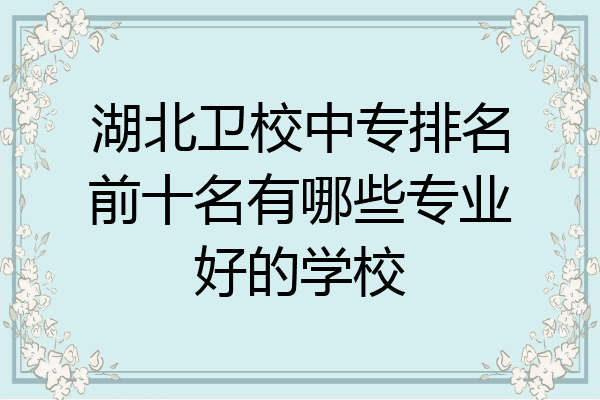 湖北卫校中专排名前十名有哪些专业好的学校