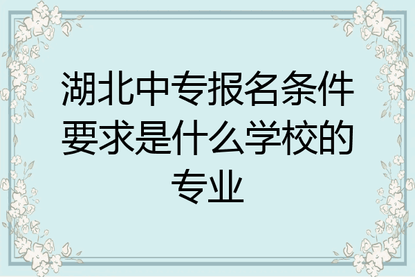湖北中专报名条件要求是什么学校的专业