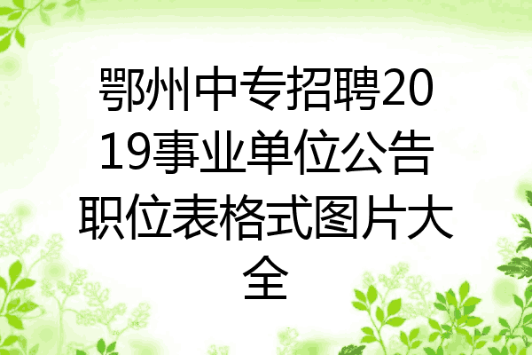 鄂州中专招聘2019事业单位公告职位表格式图片大全