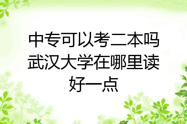 中专可以考二本吗武汉大学在哪里读好一点