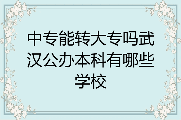 中专能转大专吗武汉公办本科有哪些学校